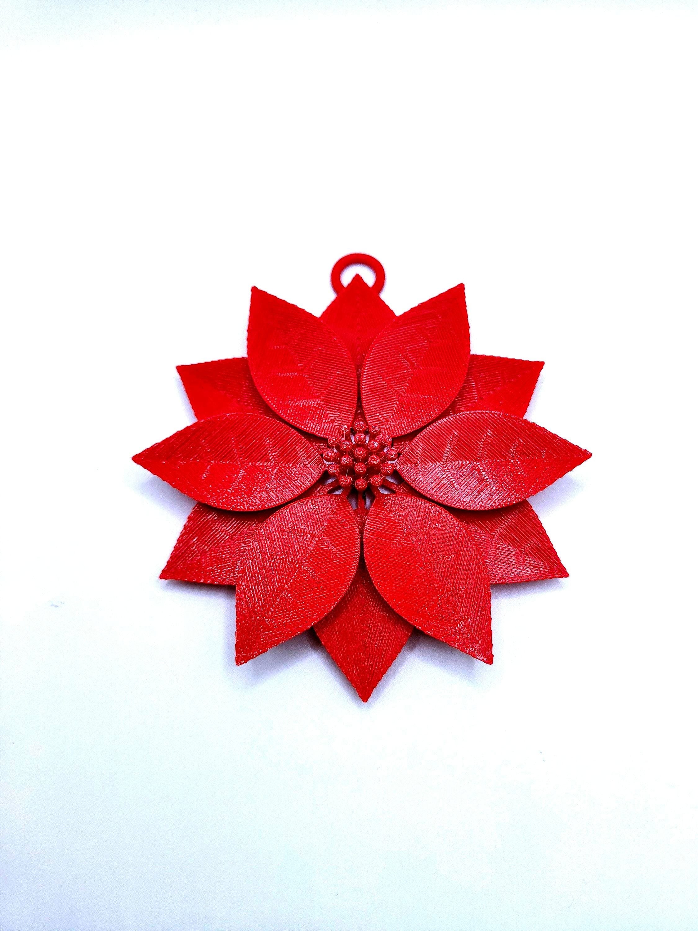 Red Poinsettia Christmas Ornament | Festive Floral Holiday Decor | Beautiful Winter Hanging Decoration for Christmas Tree